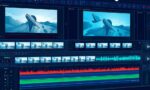 A dynamic illustration of a video editor