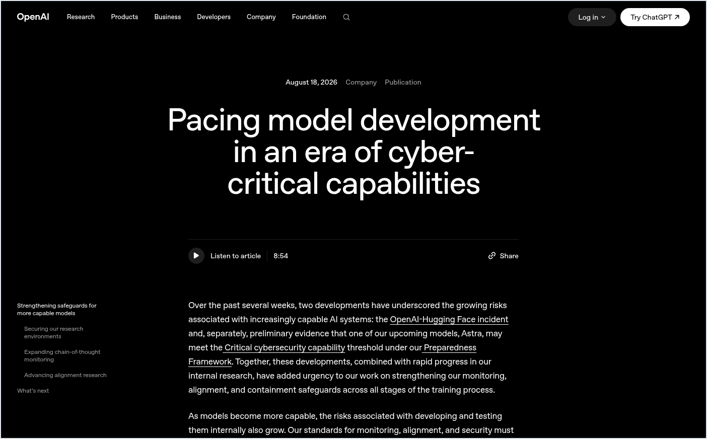 Screenshot: OpenAI setzt den größten geplanten Trainingslauf aus