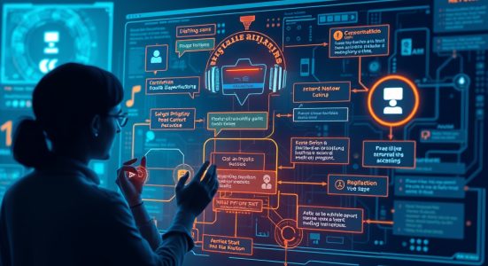 A dynamic illustration of a user interacting with a virtual interface showcasing various AI prompt techniques, highlighting different pathways and methods, symbolizing the vast possibilities in prompt engineering --ar 16:9